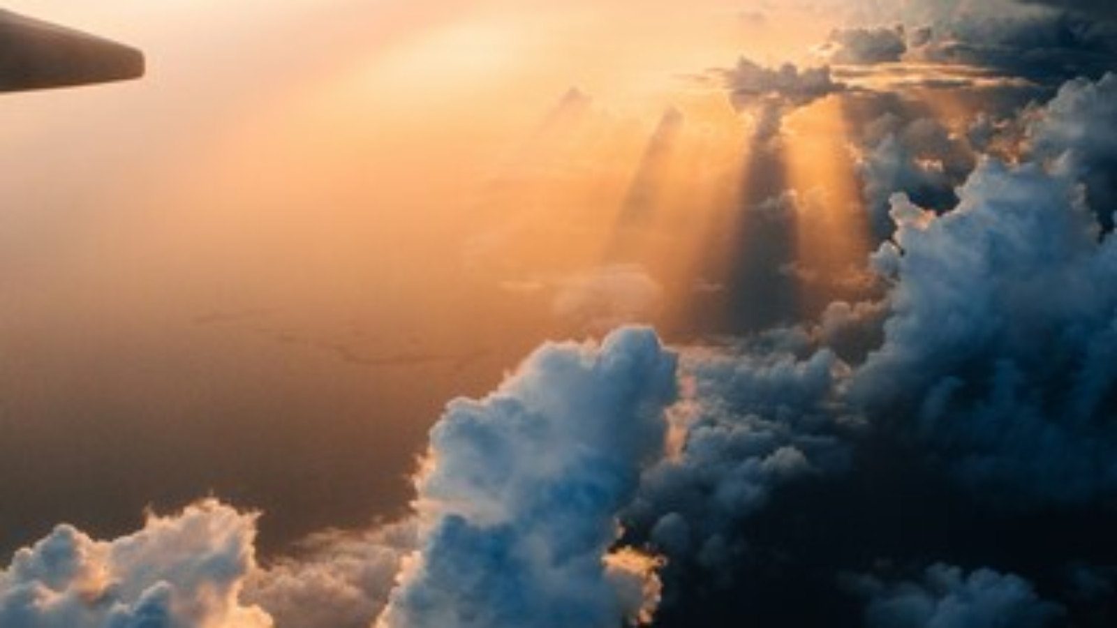 Sunset seen from airplane during flight